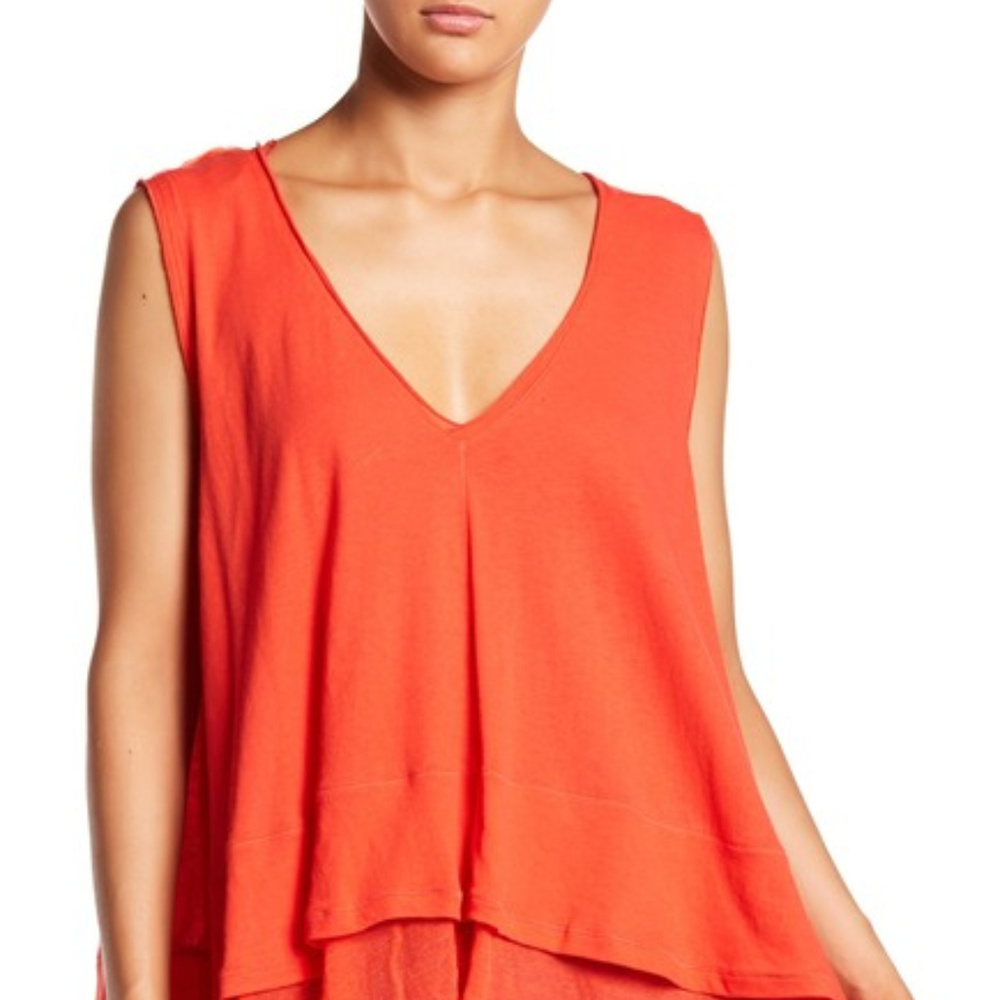 Peachy Cotton Layered-Look Top - Coral